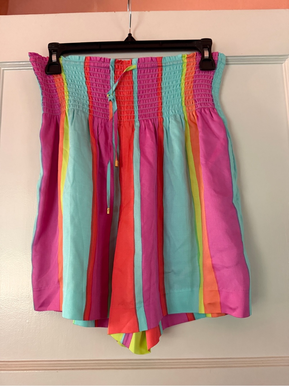 NWT - Trina Turk Striped Smocked Waist Silky Shorts - Multicolor